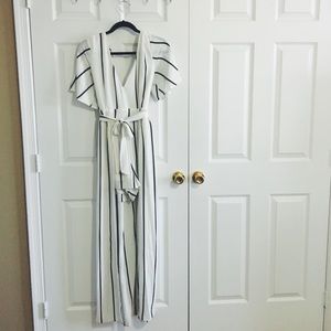 Black & White Striped Maxi Romper